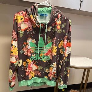 Adidas Multicolor Floral Hoodie with Mint Logo